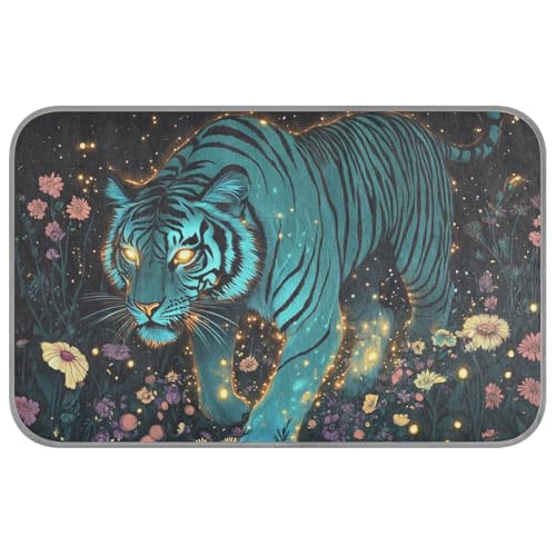 EtherSpher Türkisfarbene Tigers Sommer-Kühlkissen für Hunde, selbstkühlende Decken für Outdoor-Katzen für Kaninchen, gemütliches Schlafen, faltbar, esterilla refrescante para Perros M von EtherSpher