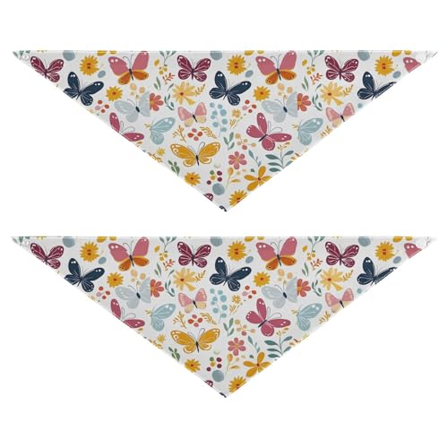 Frühlings-Hundehalstuch, bunt, frische Schmetterlinge, verstellbare Dreieck-Lätzchen, Halstuch, Set, niedliches Haustier-Urlaubszubehör, Dekoration für Hunde und Katzen, 2 Stück Frühlings-Hundehalstuch, bunt, frische Schmetterlinge, verstellbare Dreieck-Lätzchen, Halstuch, Set, niedliches Haustier-Urlaubszubehör, Dekoration für Hunde und Katzen, 2 Stück von EtherSpher