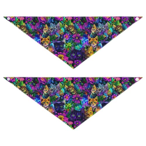 Halstücher für Katzen und Hunde, cooles Neon-Stil, verstellbar, niedliches Haustierzubehör für Hunde und Katzen, 2 Stück Halstücher für Katzen und Hunde, cooles Neon-Stil, verstellbar, niedliches Haustierzubehör für Hunde und Katzen, 2 Stück von EtherSpher