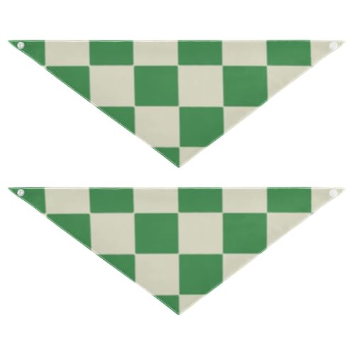 Hundehalstücher mit Druckknopf, niedliches Haustier-Zubehör, Dekoration für Hunde und Katzen, Grün / Beige, kariert, 2 Stück Hundehalstücher mit Druckknopf, niedliches Haustier-Zubehör, Dekoration für Hunde und Katzen, Grün / Beige, kariert, 2 Stück von EtherSpher