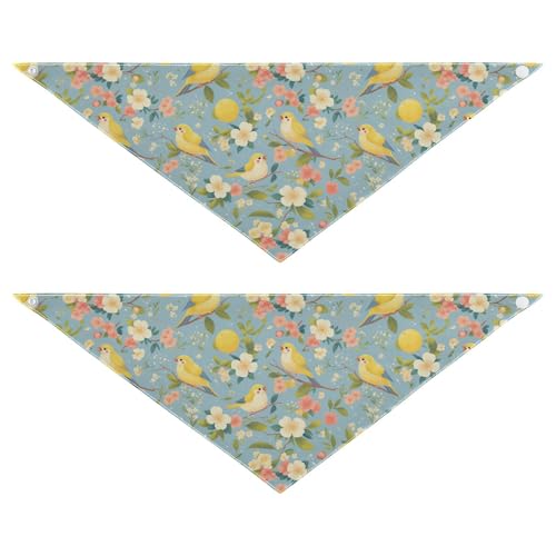 Hundehalstücher mit niedlichem Cartoon-Motiv, gelbe Vögel, Blumen, saisonales Hundehalstuch, Druckknopf, niedliches Haustierzubehör für Hunde und Katzen, 2 Stück Hundehalstücher mit niedlichem Cartoon-Motiv, gelbe Vögel, Blumen, saisonales Hundehalstuch, Druckknopf, niedliches Haustierzubehör für Hunde und Katzen, 2 Stück von EtherSpher