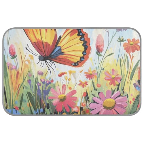 Selbstkühlende Matte für Hunde, Motiv: Ölgemälde, bunte Blumen, Schmetterlinge, Sommer, selbstkühlende Matte für Outdoor-Katzen, Kaninchen, Innenkatzen, Essentials, Manta Fria para Perros, M von EtherSpher