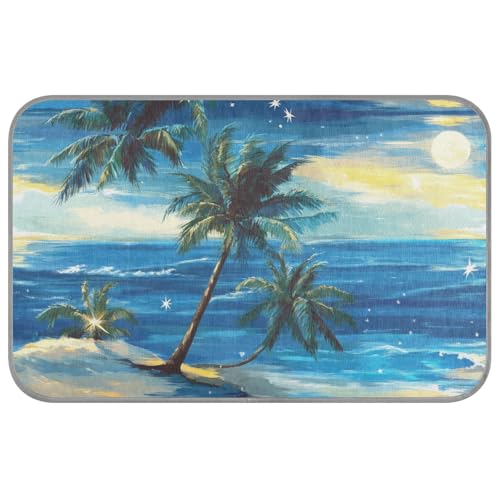 Strandlandschaft, Kokospalmen, Sterne, Ozean, Sommer, kühlende Hundebetten, selbstkühlende Katzendecken für den Innenbereich, für Kätzchen, Innenbereich, Sommer, Cama Fria para perro M von EtherSpher