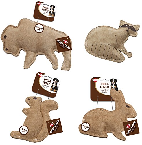 Ethical Pet Dura-Fused Buffalo, Waschbär, Eichhörnchen, und Kaninchen Leder Hund Toys (Bundle) von SPOT