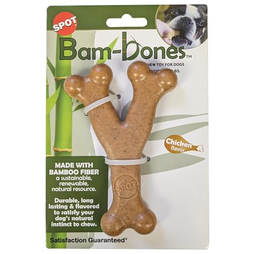 SPOT by Ethical Products - Bambone Wunschknochen - Langlebiges Hunde-Kauspielzeug für Aggressive Kauer - tolles Hunde-Kauspielzeug für Welpen und Hunde - Hundespielzeug - Huhn - Medium von SPOT