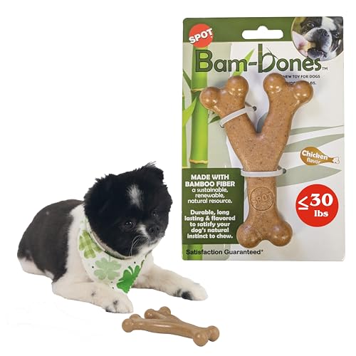 SPOT Bam-Bones Wishbone – Hergestellt aus starker Bambusfaser, langlebig, für leichte bis Moderate Kauer, tolles Spielzeug für Erwachsene Hunde und zahnende Welpen unter 13,6 kg, 13,3 cm von SPOT
