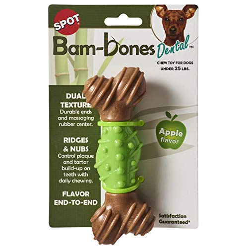 SPOT by Ethical Products - Bambone Dental Bone - Langlebiges Hunde-Kauspielzeug für Aggressive Kauer - Tolles Hunde-Kauspielzeug für Welpen und Hunde Hundespielzeug - Medium - Apfel von SPOT