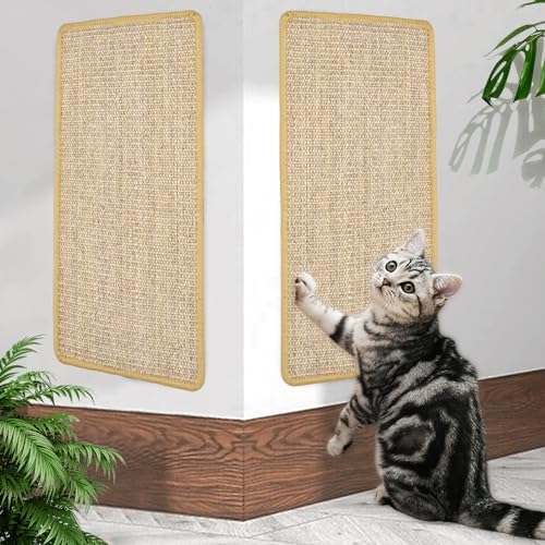 2er Set Kratzmatte Katze, Natürliche Sisalmatte [50 X 25cm], Sisal Teppich Katzen, Katzen Kratzmatte, Kratzteppich Katze, Kratzteppich, Kratzmatte Katze Wand für Katzen Schützt Teppiche und Sofas von Etievort