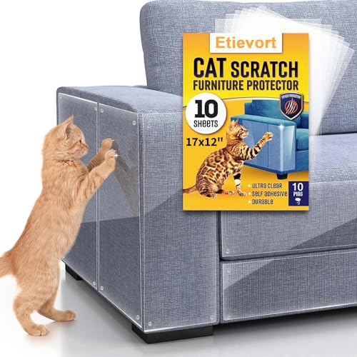 Katzen Kratzschutz Folien (10er Set), Selbstklebend Kratzschutzfolie Trainingsklebeband mit 10 spurlose nägel und Spachtel, Kratzfolie Anti Kratz Tape für Möbel Couch Sofa Wand Tür Schutz Katzen Kratzschutz Folien (10er Set), Selbstklebend Kratzschutzfolie Trainingsklebeband mit 10 spurlose nägel und Spachtel, Kratzfolie Anti Kratz Tape für Möbel Couch Sofa Wand Tür Schutz von Etievort