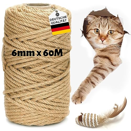 Sisalseil für Kratzbaum, 6MM X 60M Natur Sisalseil, Sisal für Kratzbaum, Sisal Seil, Sisal Schnur für Kratzbaum Ersatz, Katzenzubehör, Basteln, Dekorieren von Häusern Sisalseil für Kratzbaum, 6MM X 60M Natur Sisalseil, Sisal für Kratzbaum, Sisal Seil, Sisal Schnur für Kratzbaum Ersatz, Katzenzubehör, Basteln, Dekorieren von Häusern von Etievort
