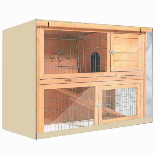 Abdeckung für Kaninchenstall, 1,2 m, 210D Oxford-Stoff, Doppeldecker für Meerschweinchen, Kaninchen, staubdicht, feuchtigkeitsbeständig, Haustierkäfigabdeckung (Beige) von Etomvoop