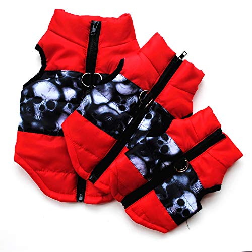 Etophigh Winter-warme Haustier-Hundekleidung-Weste-Jacken-Mantel-Hundegeschirr-Hundemantel-Hundejacke für kleinen Hund/Katze gepolsterte Winter-Kleidung (S, Schwarz rot) von Etophigh