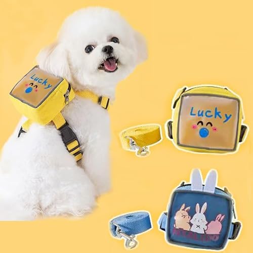 Hundegeschirr, Rucksack, niedliches Geschirr und Leine, Set aus weichem Netzstoff, kariert, mit verstellbarem Reisefutter, Rucksack, Tragetaschen für Welpen, kleine, mittelgroße und große Hunde, Gelb, Hundegeschirr, Rucksack, niedliches Geschirr und Leine, Set aus weichem Netzstoff, kariert, mit verstellbarem Reisefutter, Rucksack, Tragetaschen für Welpen, kleine, mittelgroße und große Hunde, Gelb, von Etosem