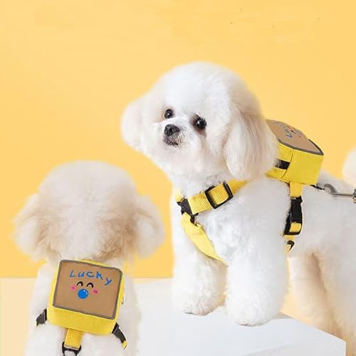 Hundegeschirr, Rucksack, niedliches Hundegeschirr, Geschirr und Leine, kariert, weiches Netzgewebe, mit verstellbarem Reisefutter, Rucksack, Tragetaschen für Welpen, kleine, mittelgroße Hunde oder von Etosem