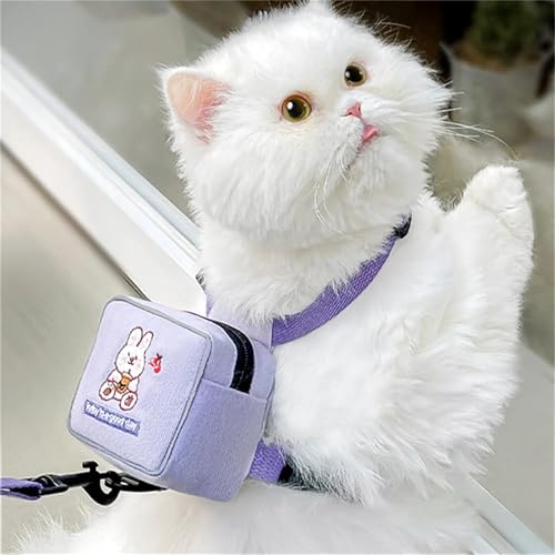 Hundegeschirr, Rucksack, niedliches Hundegeschirr, Geschirr und Leine, kariert, weiches Netzgewebe, mit verstellbarem Reisefutter-Rucksack, Tragetaschen für Welpen, kleine, mittelgroße Hunde oder von Etosem