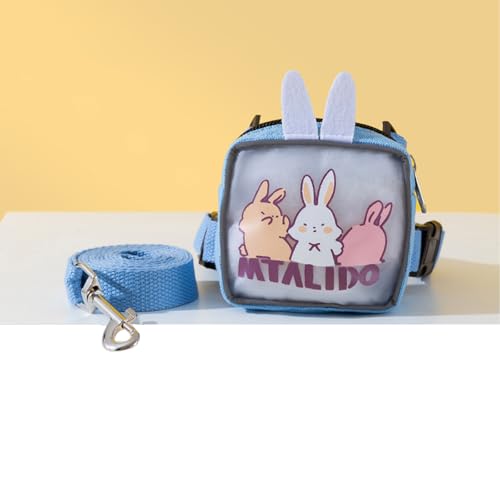 Hundegeschirr, Rucksack, niedliches Hundegeschirr, Geschirr und Leine, kariert, weiches Netzgewebe, mit verstellbarem Reisefutter-Rucksack, Tragetaschen für Welpen, kleine, mittelgroße Hunde oder von Etosem