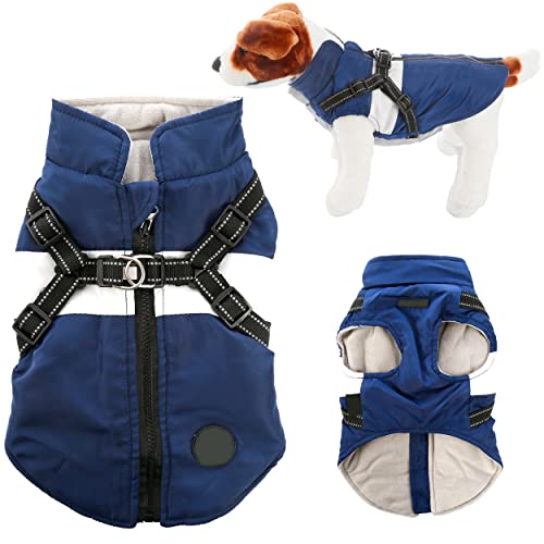 Wasserdichter Mantel, warme Winterjacke für Hunde, wind- und wasserdicht, für kleine und mittelgroße Hunde, mit sicheren reflektierenden Streifen und verstellbarem Geschirr, Blau, 25 cm Wasserdichter Mantel, warme Winterjacke für Hunde, wind- und wasserdicht, für kleine und mittelgroße Hunde, mit sicheren reflektierenden Streifen und verstellbarem Geschirr, Blau, 25 cm von Etrexonline