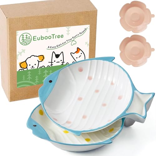 EubooTree Keramik Anti-Schnurrbart Müdigkeit Katzennäpfe Flach Breit Flach Rutschfest Katzenschalen für Nass- & Trockenfutter Schnurrhaarfreundlich Niedlicher Fisch Katzenfutter Schüssel für Indoor EubooTree Keramik Anti-Schnurrbart Müdigkeit Katzennäpfe Flach Breit Flach Rutschfest Katzenschalen für Nass- & Trockenfutter Schnurrhaarfreundlich Niedlicher Fisch Katzenfutter Schüssel für Indoor von EubooTree