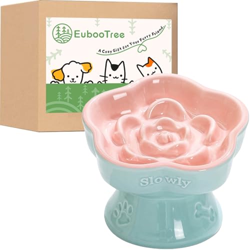 Futternapf für Katzen, Keramik, Blumenform, 14,7 cm Durchmesser, 15,7 cm Höhe, 150 ml Fassungsvermögen, 180 g Gewicht Futternapf für Katzen, Keramik, Blumenform, 14,7 cm Durchmesser, 15,7 cm Höhe, 150 ml Fassungsvermögen, 180 g Gewicht von EubooTree