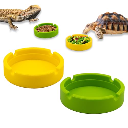 Reptilien-Futternapf, Silikon, wiederverwendbar, Gecko-Schale, Futter- und Wasserschüssel, Bartdrachen-Zubehör für Eidechse, Einsiedlerkrebse, Chamäleon und Schildkröte, leicht zu reinigen, 2 Stück von Eudimysx