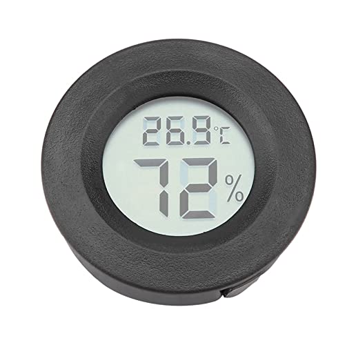 Eujgoov Mini-Digital-LCD-Thermometer, Thermometer Terrarium-Hygrometer Terrarium-Hygrometer Runde Form Temperatur-Feuchtigkeits-Messgerät für Reptilien (Schwarz) von Eujgoov