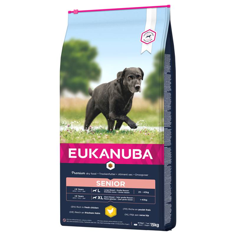 15 kg Eukanuba Trockenfutter mit Huhn zum Sonderpreis! - Caring Senior Large von Eukanuba
