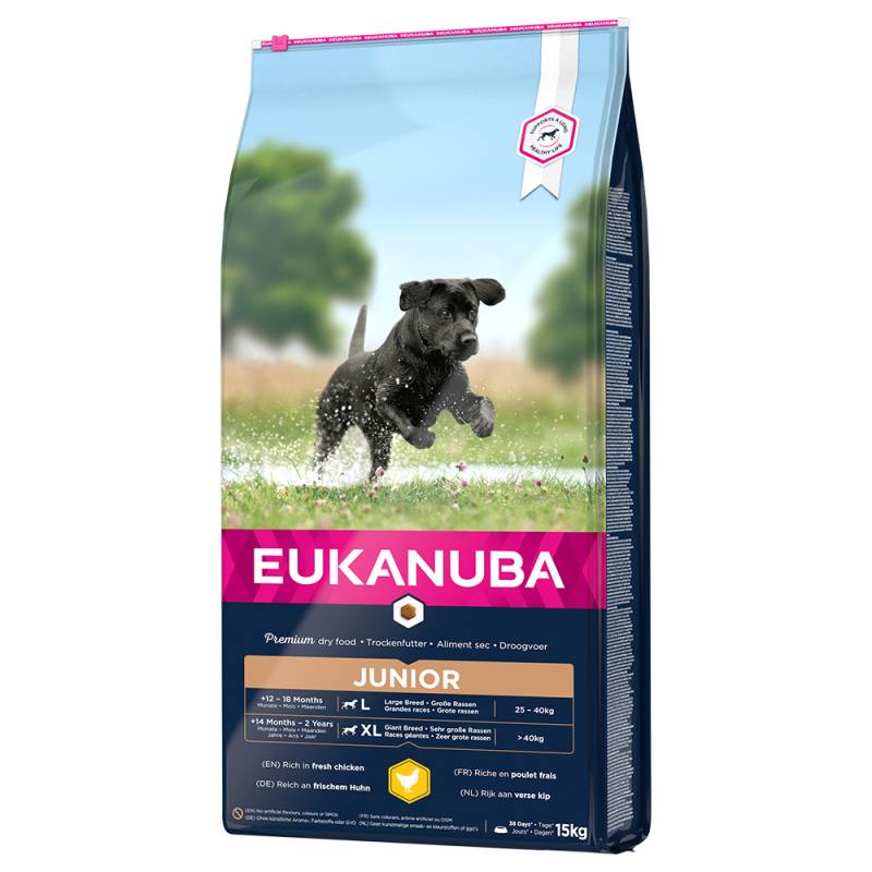 15 kg Eukanuba Trockenfutter mit Huhn zum Sonderpreis! - Junior Large von Eukanuba