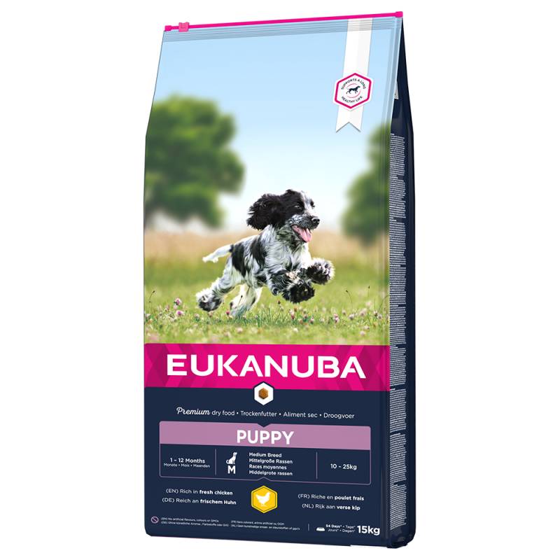 15 kg Eukanuba Trockenfutter mit Huhn zum Sonderpreis! - Puppy Medium von Eukanuba