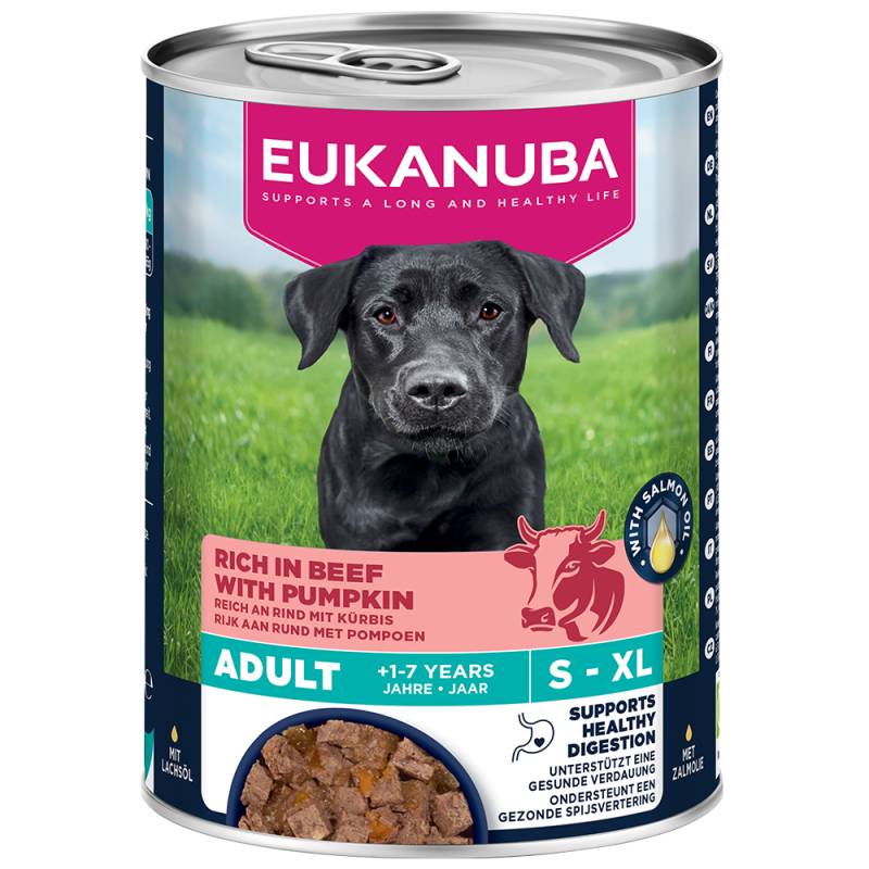 18 + 6 gratis! 24 x 400 g Eukanuba  - Adult Reich an Rind mit Kürbis von Eukanuba