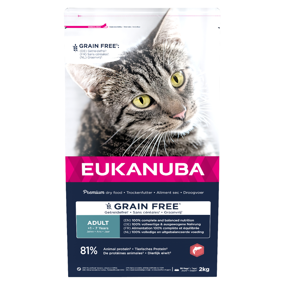 2 kg Eukanuba zum Sonderpreis! - Adult Grain Free Reich an Lachs von Eukanuba