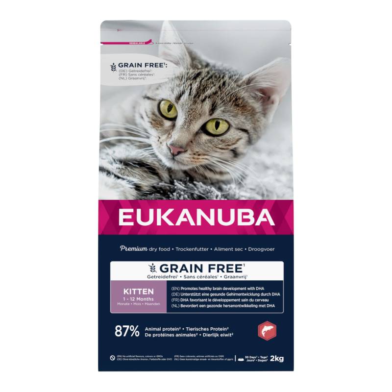 2 kg Eukanuba zum Sonderpreis! - Kitten Grain Free Reich an Lachs von Eukanuba