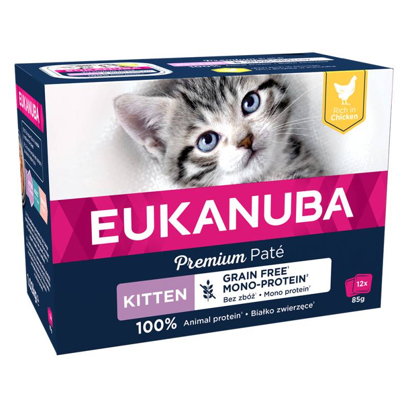 20 + 4 gratis! 24 x 85 g Eukanuba Getreidefrei mit Huhn - Kitten von Eukanuba