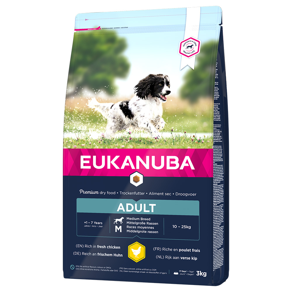 3 kg Eukanuba Adult Huhn zum Sonderpreis! - Medium Breed von Eukanuba