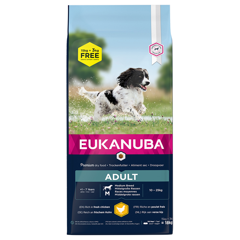 3 kg gratis! 18 kg Eukanuba Breed Huhn - Adult Medium 3 kg gratis! 18 kg Eukanuba Breed Huhn - Adult Medium von Eukanuba