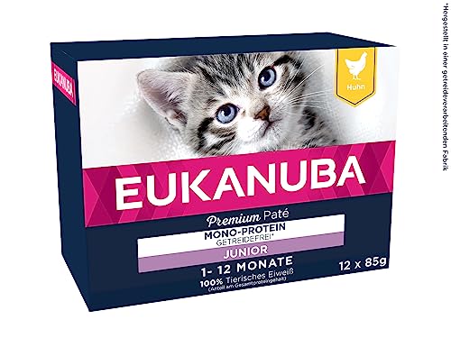 EUKANUBA Junior Katzenfutter nass getreidefrei - Premium Nassfutter mit viel Huhn für Kitten, 12 x 85 g von Eukanuba