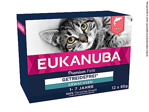 EUKANUBA Katzenfutter nass getreidefrei - Premium Nassfutter mit viel Lachs für ausgewachsene Katzen, 12 x 85 g von Eukanuba