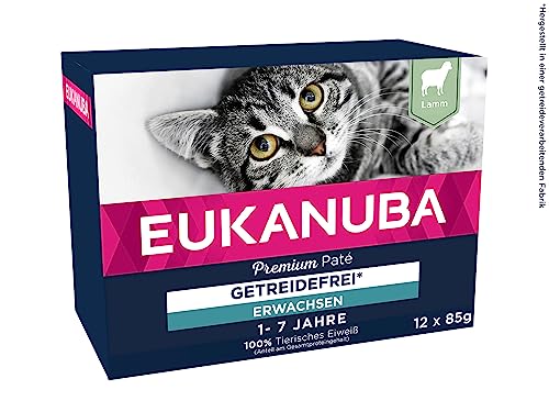 EUKANUBA Katzenfutter nass getreidefrei - Premium Nassfutter mit viel Lamm für ausgewachsene Katzen, 12 x 85 g von Eukanuba