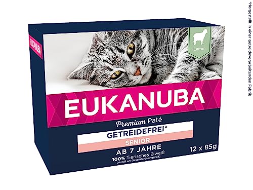 EUKANUBA Senior Katzenfutter nass getreidefrei - Premium Nassfutter mit viel Lamm für ältere Katzen, 12 x 85 g von Eukanuba