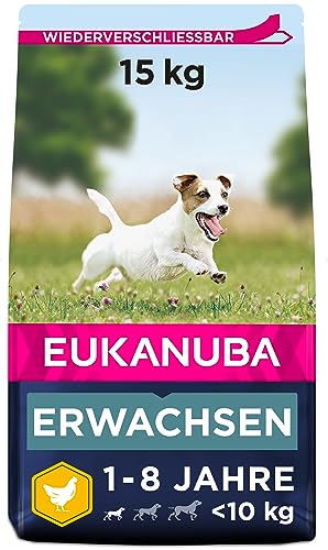 Eukanuba Hundefutter mit frischem Huhn für kleine Rassen, Premium Trockenfutter für ausgewachsene Hunde, 15 kg von Eukanuba