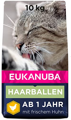 Eukanuba Anti-Haarballen Katzenfutter - Premium Trockenfutter zur Reduzierung von Haarballen, 10 kg von Eukanuba
