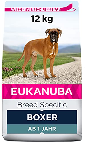 Eukanuba Breed Specific Boxer Trockenfutter - optimal auf die Rasse abgestimmtes Premium Hundefutter mit Huhn, 12 kg von Eukanuba