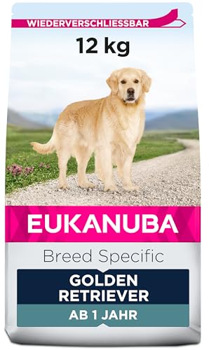 Eukanuba Breed Specific Golden Retriever Trockenfutter - optimal auf die Rasse abgestimmtes Premium Hundefutter mit Huhn, 12 kg von Eukanuba