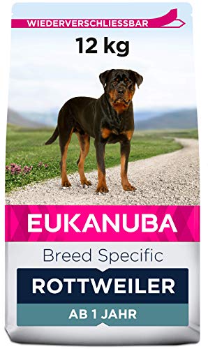 Eukanuba Breed Specific Rottweiler Trockenfutter - optimal auf die Rasse abgestimmtes Premium Hundefutter mit Huhn, 12 kg von Eukanuba