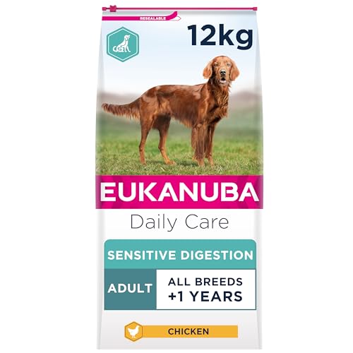 Eukanuba Daily Care Sensitive Digestion Hundefutter - Trockenfutter für Hunde mit sensibler Verdauung, Magenfreundlich mit leicht verdaulichem Reis, 12,5 kg von Eukanuba