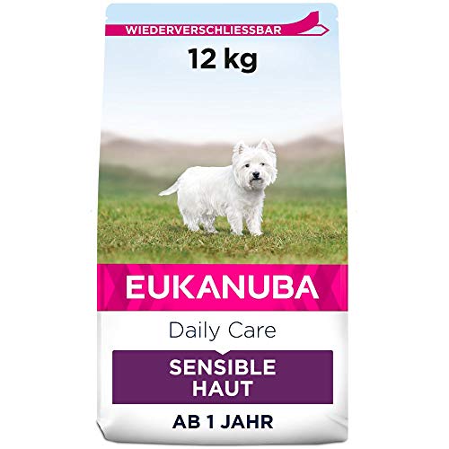 Eukanuba Daily Care Sensitive Skin Hundefutter - Trockenfutter für Hunde mit sensibler Haut, Hyoallergenes Futter mit Fisch, 12 kg von Eukanuba