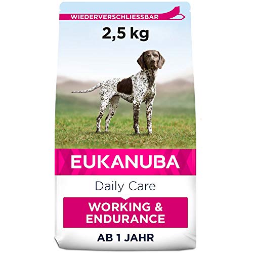 Eukanuba Daily Care Working & Endurance Trockenfutter für Hunde mit hohem Energiebedarf (Arbeitshunde, trächtige & säugende Hündinnen), Hundefutter mit hohem Gehalt an Protein & Fett, 2,5 kg von Eukanuba