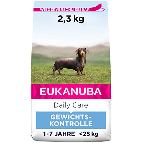 Eukanuba Daily Care Weight Control für kleine & mittelgroße Rassen - Fettarmes Hundefutter zum Gewichtserhalt oder Diät bei Übergewicht, 2,3 kg von Eukanuba