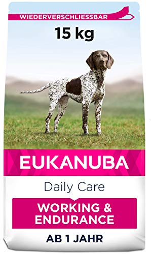 Eukanuba Daily Care Working & Endurance Trockenfutter für Hunde mit hohem Energiebedarf (Arbeitshunde, trächtige & säugende Hündinnen), Hundefutter mit hohem Gehalt an Protein & Fett, 15 kg von Eukanuba