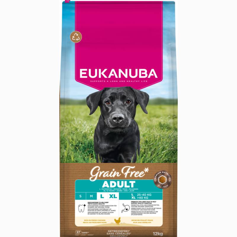 Eukanuba Grain Free Adult Large mit Huhn - Sparpaket: 2 x 12 kg Eukanuba Grain Free Adult Large mit Huhn - Sparpaket: 2 x 12 kg von Eukanuba