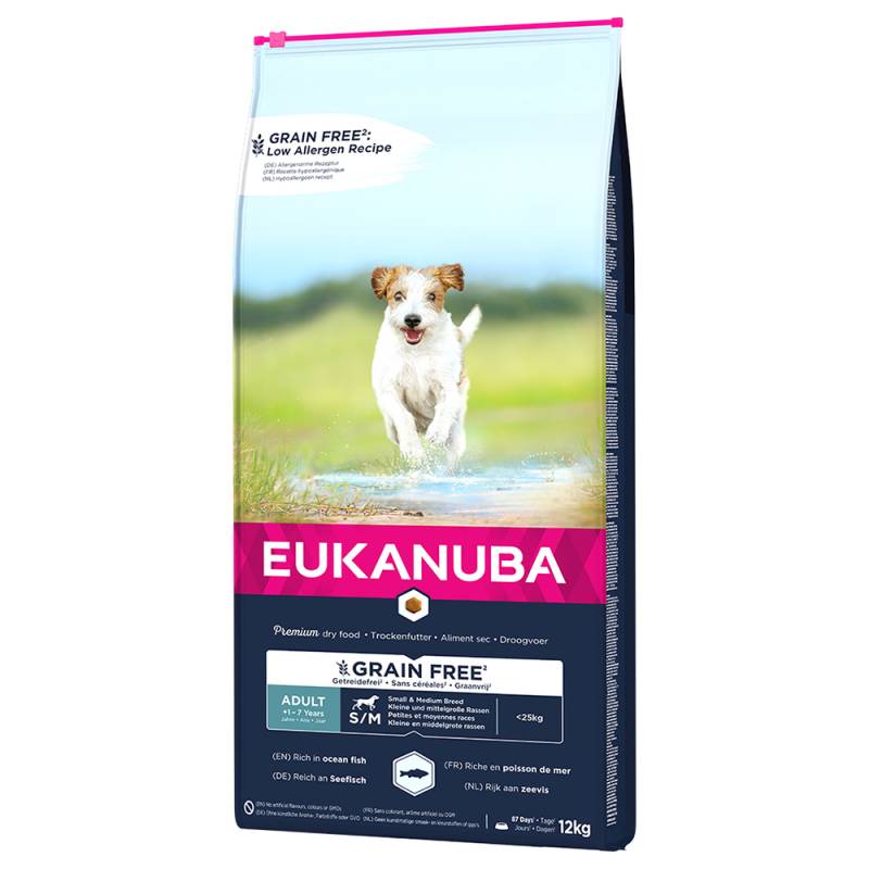 Eukanuba Grain Free Adult Small / Medium Breed mit Seefisch - 12 kg von Eukanuba